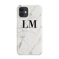 thumbnail image 1 of Personalised White Calacatta Marble Initials iPhone 12 Case, iPhone 14, 1 of 4