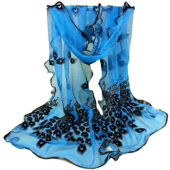 Blue Scarf Embroidered Soft Wrap Women A Shawl Lace Scarf Flower Long Scarf