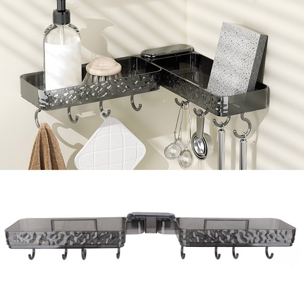 Estante de Ducha de Esquina, Estante de Ducha Sin Perforaciones, Estante Organizador de Ducha Adhesivo para Baño y Cocina