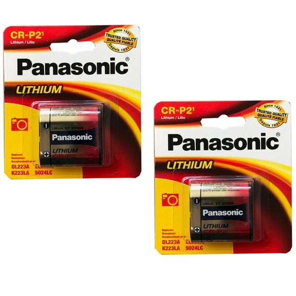 2x Panasonic CR-P2 6V Photo Lith Battery Compatible with DLCRP2 EL223AP PC223