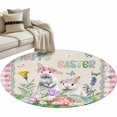 thumbnail image 2 of Round Area Rug 3 Ft, Easter Washable Non-Slip Circle Carpet for Living Room/Bedroom, Spring Bunny Botanical Flowers Herbs Eggs Plaid Low-Profile Small Floor Mats Collection Rugs for Indoor, 2 of 7