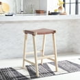 thumbnail image 4 of SAFAVIEH Aariz Rectangle Barstool, Cognac/Natural (18.5 in. W x 20 in. D x 30 in. H), 4 of 10