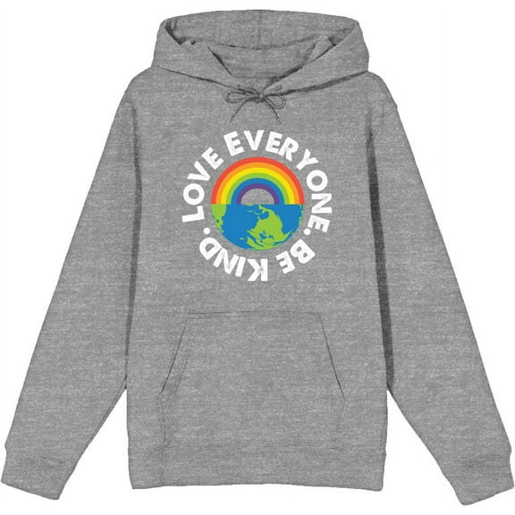 Pride Love Everyone Be Kind Adult Heather Gray Long Sleeve Hoodie-Small