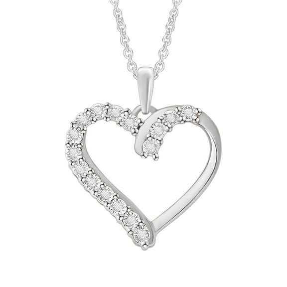 Moissanite Heart Pendant Necklace for Women Lab Created Diamond D Color VVS1 18k White Gold Plated Sterling Silver