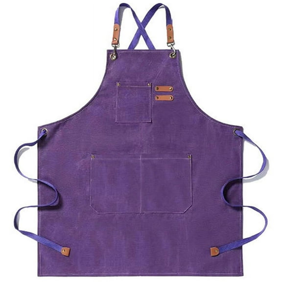 Canvas Kitchen Apron for Men Women Chef Cooking Apron Back 3 Pockets()