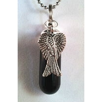 Large Angel Wings on Black/Silver 2-tone Personal CREMATION URN Memorial Keepsake. Includes Velvet Pouch & Fill Kit