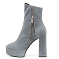thumbnail image 2 of YDN Women Elegant Chunky High Heel Fashion Zipper Design Platform Booties Cozy Square Toe Side Zip Up Ankle Boots Winter Shoes 14 Grey, 2 of 4