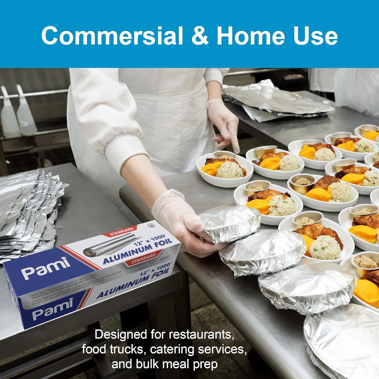PAMI Aluminum Foil Roll, Extra Long Standard Aluminum Foil for Food Storage, Cooking, Baking & Grilling, Durable Food Grade Foil for Home & Commercial Use (18'' x 1000 Ft)