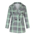 thumbnail image 4 of jsaierl Women's Notched Neck Lapel Double Breasted Plaid Work Formal Blazer Jacket Cardigan Outwear with Pocket, 4 of 9