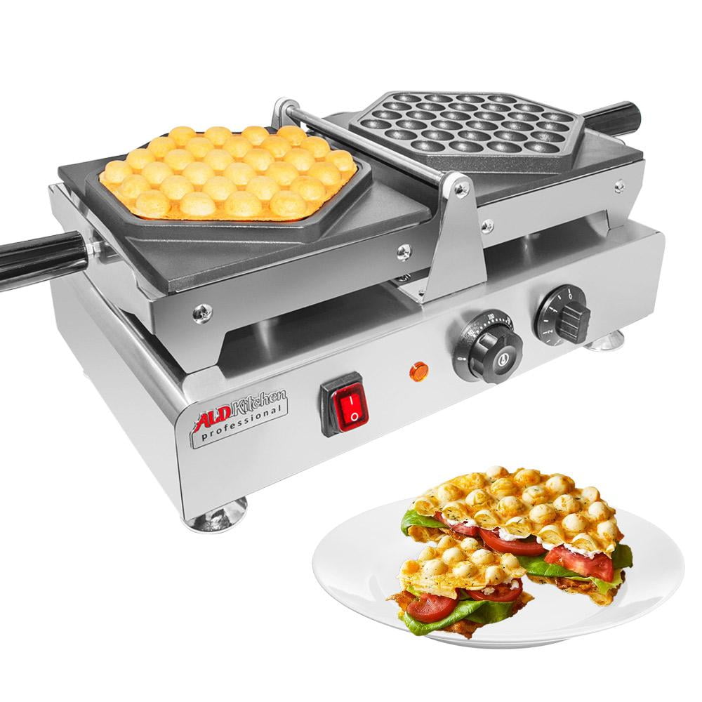 Make Egg Waffle in 5 Minutes 4YANG Waffle Maker,1400W Stainless Steel Egg Waffle Maker 30pcs Professional Bubble Cake Machine 50-250 ° c,Solid Wood Handle