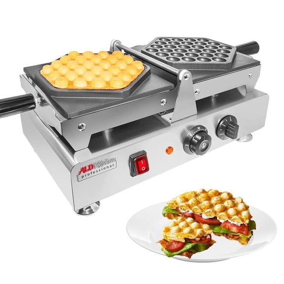 Bubble Waffle Maker | Swing Type Bubble Waffle Iron with Improved Manual Thermostat | Nonstick Coating