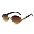 thumbnail image 3 of Sunglasses Men Hip Hop Diamond Rimless Shades Brown Lens, 3 of 5