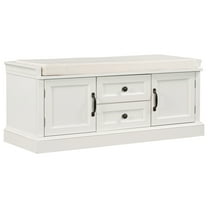 YIYADO Storage Bench with 2 Drawers & 2 Cabinets, Entryway Shoe Bench with Removable Cushion, White