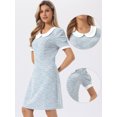 thumbnail image 2 of DARING DIVA Peter Pan Collar Plaid Puff Mini Tweed Dress Medium Light Blue, 2 of 5