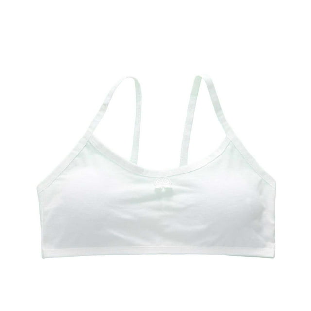 MIASHUI Girls Padded Training Bra Crop Tops Lightweight Seamless Bra,White,8-14 Years