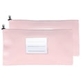 thumbnail image 1 of 11x6 Inch Money Bags with Zipper, 2Pcs PU Leather Cash Deposit Bank Pouch Envelopes Check Wallet for Coin Cosmetics Invioce Bill, Pink, 1 of 6
