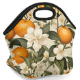 thumbnail image 2 of Herdesigns Orange Neoprene Lunch Bag, Fruits Flower Insulated Lunch Box for Women Men Washable Lunch Tote Soft Lunch Container With Zipper for Work Picnic Travel, 2 of 7