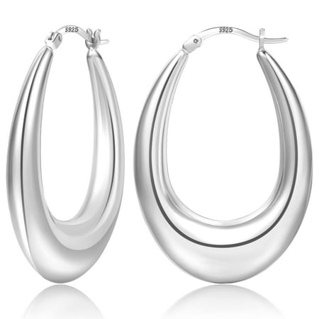 YAYAJAJU Chunky Hoop Earrings for Women, 925 Sterling Silver Hypoallergenic Lightweight Large Gold Jewelry