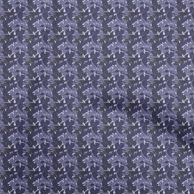 oneOone Rayon Blue Fabric Leaves Sewing Material Print Fabric By The Yard 56 Inch Wide