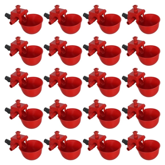GOOHOCHY 20 bebederos automáticos para palomas, pollos y codornices, con volumen de agua ajustable (rojo)