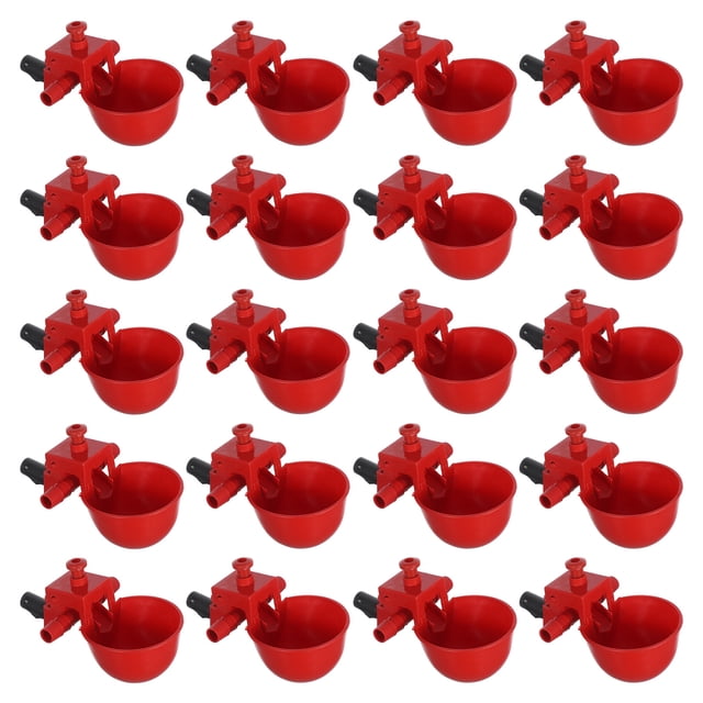 GOOHOCHY 20 bebederos automáticos para palomas, pollos y codornices, con volumen de agua ajustable (rojo)