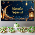 thumbnail image 6 of LUUFILx Ramadan Mubarak Lantern Banner Eid Decoration Hanging Crescent Moon Stars Clouds Islamic Festival Indoor Outdoor Celebrations Party Backdrop, 6 of 8
