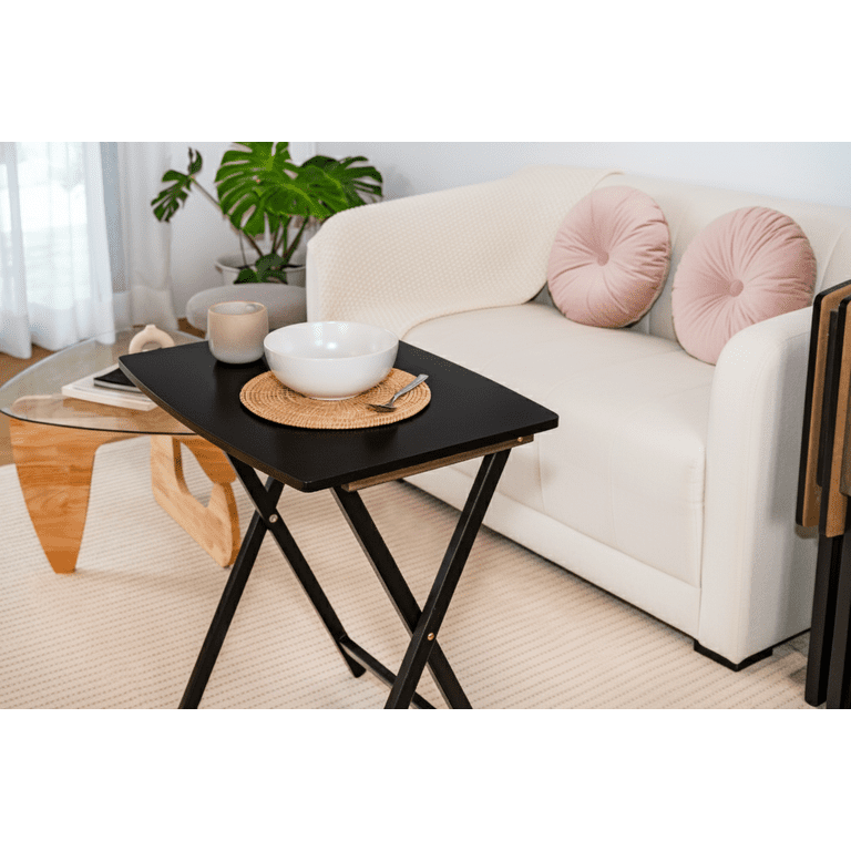 Mainstays XL Oversized Folding Tray Table Set with Storage Rack