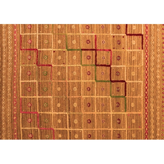 Ahgly Company Indoor Rectangle Abstract Orange Modern Area Rugs, 7' x 9'