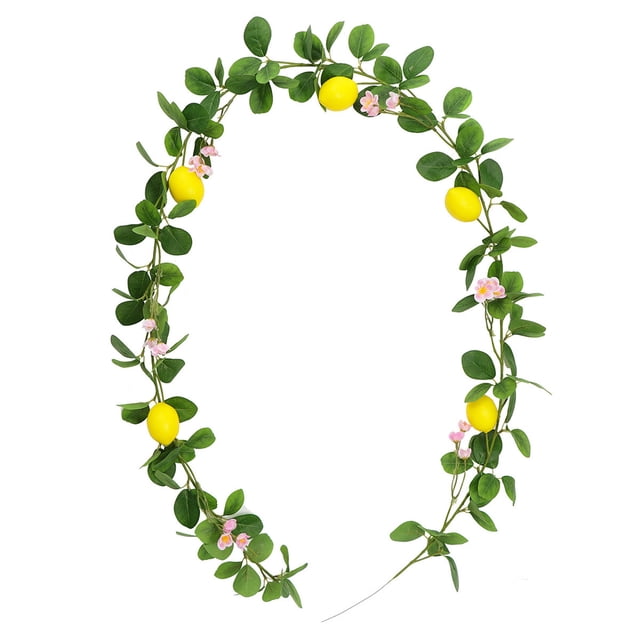 Enredaderas artificiales de 200 cm con hojas de margaritas de limón, plantas colgantes de imitación para decoración de pared, estantes, exhibición, ambientación, verde, pieza única Rkxzt