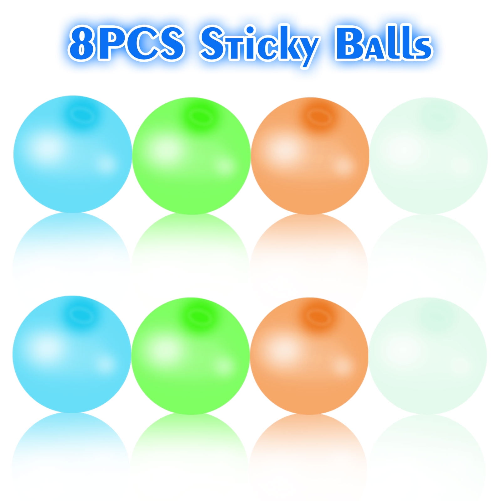 Vooteen 8 Pcs Stress Relief Balls Ceiling Luminescent Sticky Ball Target Anti Stress Relieve Balls OCD Squishy Glow Stress Relief Toy for Kids and Adults Funny Toy for ADHD Tear-Resistant Anxiety 