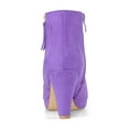 thumbnail image 4 of BLISSFUL STEP Women's Side Zip Low Platform Block Heel Ankle Booties Purple 7.5, 4 of 5