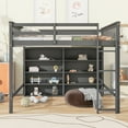 thumbnail image 5 of Kumix Loft Bed Full Size, Wood Loft Bed with 8 Open Storage Shelves and Built-in Ladder, Full Length Guardrail for Teens Adults, Heavy Duty Loft Bed Frame for Bedroom, Space-Saving, Gray, 5 of 7