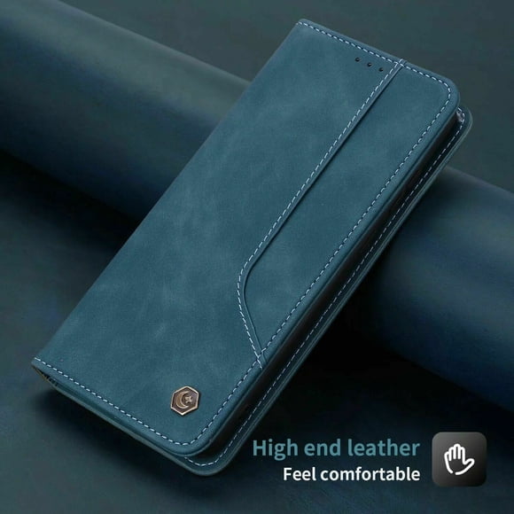 POLA Retro Classic Magnetic PU Leather Flip Wallet Card Holder Phone Case Cover for Samsung Galaxy S21 (Blue)