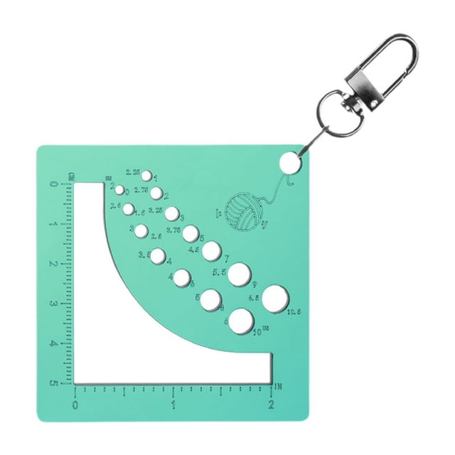Regla medidora para alfileres de suéter, plantilla de puntada de crochet, herramienta de calibre de costura Verde
