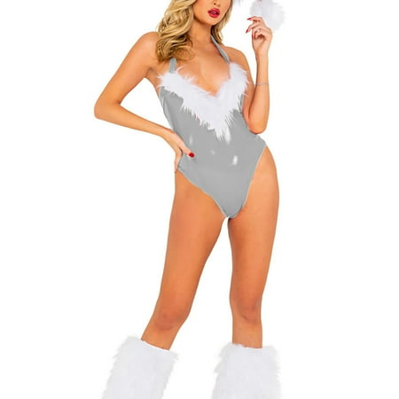 Sexy Halter Backless Wetlook Cosplay Bodysuit Womens Sleeveless Vinyl PVC Leather High Cut Rompers
