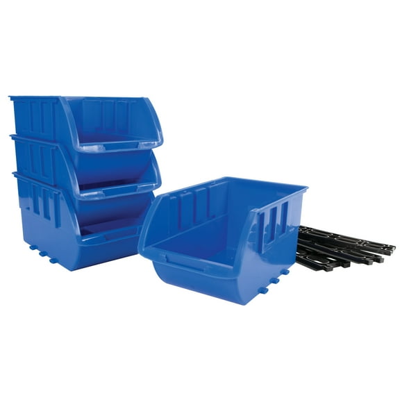 Performance Tool W5196 Large Stackable Storage Trays - Adjustable in Vertical or Horizontal Position, Blue, Pack of 4