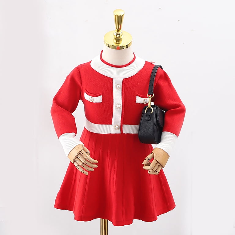 Toddler Girl Wedding Guest Dress Fall Dress Toddler Girl Girl Dress Long  Sleeve Sweater Ruffle Button Front Knit Casual Fall Winter Dresses for  Girls - Walmart.com