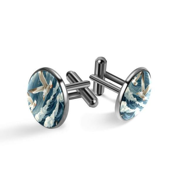 Seagull Stylish Men's Cufflinks for Formal Attire, Made of Stainless Steel, Ideal for Business Meetings