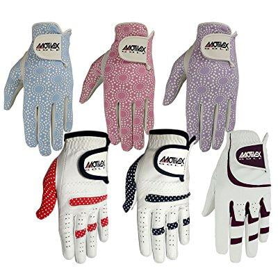 women's golf glove soft cabretta leather regular fit women golfer gloves left hand (white/red, medium)