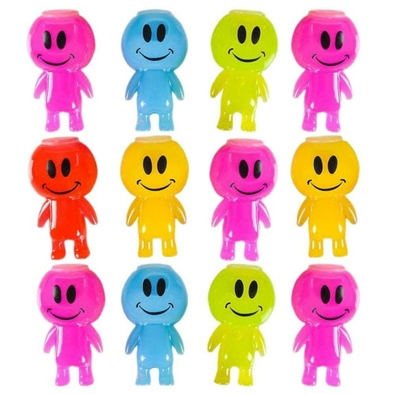 Smiley Face Slime - Pack of 12 Colored Gooey Slimes in a Smiley Face Container - Good for Party Favors, Kids, Squishing and Squashing, Stress Reliever, Educational Toy