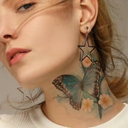 Yazhiji 15 Sheets Large Fake Tattoos for Girls, Waterproof Peacock Sexy Flowers Temporary Tattoos for Women Flowers Collection (19X9 CM)