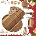 thumbnail image 3 of 4 Pcs Christmas Acacia Wood Platter 13.4 x 9.45 Inch Snowman Cheese Board with Knives Forks Acacia Christmas Charcuterie Board Appetizer Platter Xmas Serving Trays Dishes for Fruit Xmas Gifts, 3 of 7