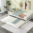 thumbnail image 3 of Twin Size Platform Bed with Trundle, Wooden Twin Bed,&nbsp;Platform Bed Frame, Twin Size Platform Bed with Twin Size Trundle, White, 3 of 6