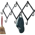 thumbnail image 6 of Accordion Wall Hanger - Forged Iron Hat Rack with 10 Hooks for Hats, Coats, and Bags - Expandable Coat Rack - Wall Organizer for Bedroom, Entryway, or Mudroom (Black), 6 of 6