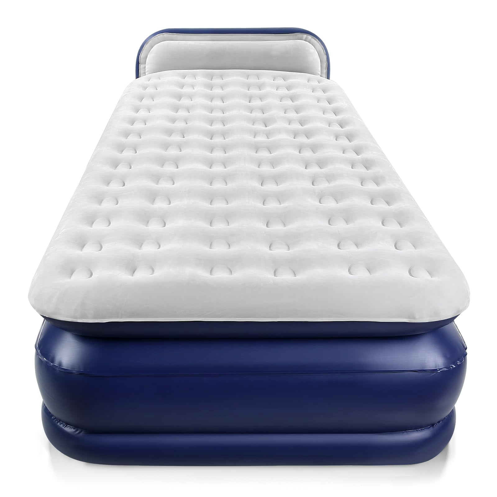 QDH Air Mattress with Headboard Twin XL Size – Built-in Electric Pump Comfort-Plush Enhanced Coil Technology Mattress for Home, Travel & Camping - Durable Blow Up Mattress