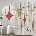 thumbnail image 4 of Colorful Diamond Shower Curtain, Waterproof Shower Curtains for Bathroom, Modern Geometric Middle Century Beige Retro Washable Fabric Bathtub Curtain Set Bath Decor with 12 Hooks Extra Long 72"x96", 4 of 6