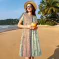 thumbnail image 4 of Vsdgher Hardwood for Womens Summer 2025 Casual Midi Maxi Dresses Lightweight Short Sleeve Round Neck Beach Dress -3X-Large, 4 of 7