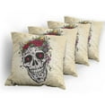 thumbnail image 5 of Ambesonne Sugar Skull Throw Pillow Cover 4 Pack, Boho Plant Skull, 18", Multicolor, 5 of 7