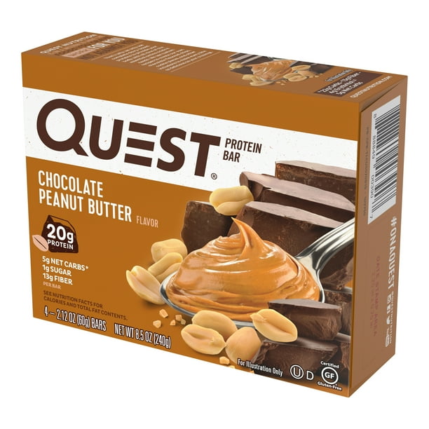 Quest Protein Bar, Chocolate Peanut Butter, 20g Protein, 4 Ct Walmart