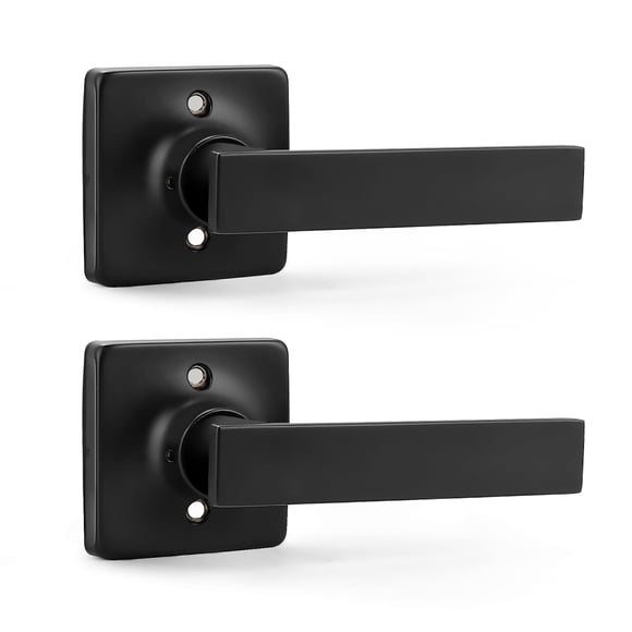 GOBEKOR 2 Pack Matte Black Dummy Door Handle Interior,Reversible Half Dummy Lever,Non-Turning Indoor Door Handles for Wardrobe,Closet Door & French Doors,Cabinet/Cupboard Handles